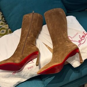 Christian Louboutin Tan Suede Heeled Boots